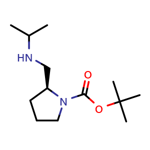 Chemical structure of tert-butyl (2S)-2-{[(propan-2-yl)amino]methyl}pyrrolidine-1-carboxylate , CAS 1354017-22-3, AChemBlock S80722
