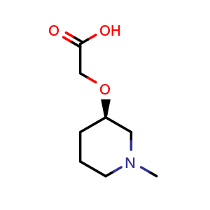 Chemical structure of 2-{[(3R)-1-methylpiperidin-3-yl]oxy}acetic acid , CAS 1354009-21-4, AChemBlock S80724