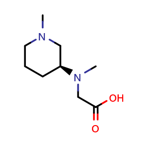 Chemical structure of 2-{methyl[(3S)-1-methylpiperidin-3-yl]amino}acetic acid , CAS 1354002-73-5, AChemBlock S80728