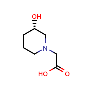 Chemical structure of 2-[(3S)-3-hydroxypiperidin-1-yl]acetic acid , CAS 1354000-55-7, AChemBlock S80733