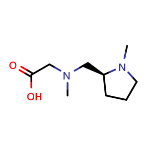 Chemical structure of 2-[methyl({[(2S)-1-methylpyrrolidin-2-yl]methyl})amino]acetic acid , CAS 1354000-36-4, AChemBlock S80734
