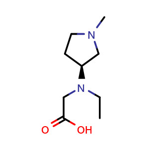 Chemical structure of 2-{ethyl[(3S)-1-methylpyrrolidin-3-yl]amino}acetic acid , CAS 1353998-31-8, AChemBlock S80735