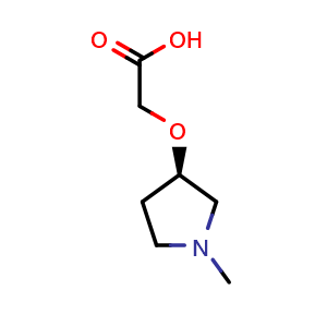 Chemical structure of 2-{[(3R)-1-methylpyrrolidin-3-yl]oxy}acetic acid , CAS 1353992-69-4, AChemBlock S80741