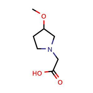 Chemical structure of 2-(3-methoxypyrrolidin-1-yl)acetic acid , CAS 1353986-57-8, AChemBlock S80744