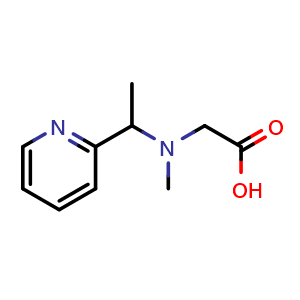 Chemical structure of 2-{methyl[1-(pyridin-2-yl)ethyl]amino}acetic acid , CAS 1353978-53-6, AChemBlock S80749