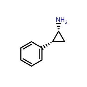Chemical structure of cis-2-phenylcyclopropanamine , CAS 13531-35-6, AChemBlock S80770