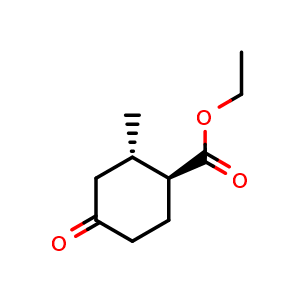 Chemical structure of ethyl (1S,2S)-rel-2-methyl-4-oxo-cyclohexanecarboxylate , CAS 1350434-18-2, AChemBlock S80839