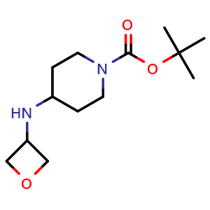 Chemical structure of tert-butyl 4-(oxetan-3-ylamino)piperidine-1-carboxylate , CAS 1349718-24-6, AChemBlock S80843