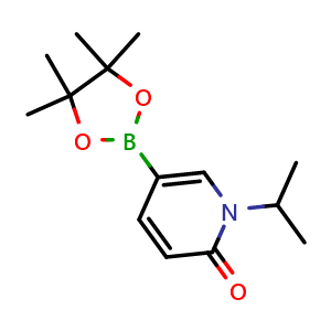 Chemical structure of 1-(propan-2-yl)-5-(tetramethyl-1,3,2-dioxaborolan-2-yl)-1,2-dihydropyridin-2-one , CAS 1349151-98-9, AChemBlock S80846