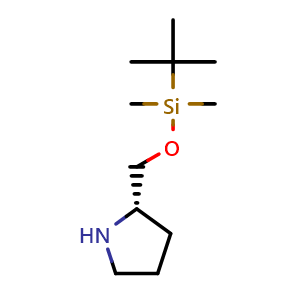 Chemical structure of tert-butyl-dimethyl-[[(2S)-pyrrolidin-2-yl]methoxy]silane , CAS 134756-75-5, AChemBlock S80850