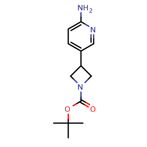 Chemical structure of tert-butyl 3-(6-amino-3-pyridyl)azetidine-1-carboxylate , CAS 1346673-86-6, AChemBlock S80855