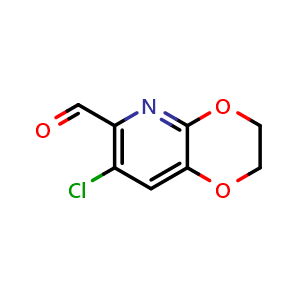Chemical structure of 7-chloro-2H,3H-[1,4]dioxino[2,3-b]pyridine-6-carbaldehyde , CAS 1346447-08-2, AChemBlock S80862