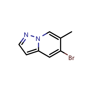 Chemical structure of 5-bromo-6-methylpyrazolo[1,5-a]pyridine , CAS 1345121-35-8, AChemBlock S80869