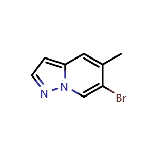 Chemical structure of 6-bromo-5-methylpyrazolo[1,5-a]pyridine , CAS 1345121-23-4, AChemBlock S80870