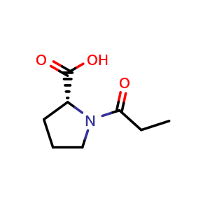 Chemical structure of (2R)-1-propanoylpyrrolidine-2-carboxylic acid , CAS 1344945-82-9, AChemBlock S80871