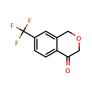 Chemical structure of 7-(trifluoromethyl)-3,4-dihydro-1H-2-benzopyran-4-one , CAS 1344725-51-4, AChemBlock S80878