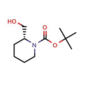 Chemical structure of tert-butyl (2R)-2-(hydroxymethyl)piperidine-1-carboxylate , CAS 134441-61-5, AChemBlock S80889