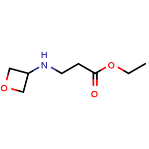 Chemical structure of ethyl 3-[(oxetan-3-yl)amino]propanoate , CAS 1344287-93-9, AChemBlock S80892