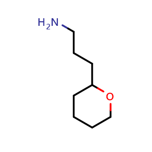 Chemical structure of 3-(oxan-2-yl)propan-1-amine , CAS 1343576-46-4, AChemBlock S80905