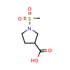 Chemical structure of 1-methanesulfonylpyrrolidine-3-carboxylic acid , CAS 1342690-59-8, AChemBlock S80918
