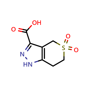 Chemical structure of 1,4,6,7-Tetrahydrothiopyrano[4,3-c]pyrazole-3-carboxylic acid 5,5-dioxide , CAS 1342123-44-7, AChemBlock S80930