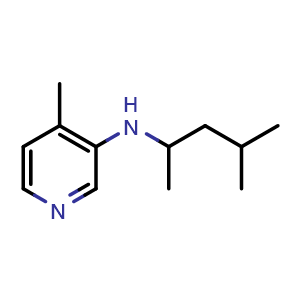 Chemical structure of 4-methyl-N-(4-methylpentan-2-yl)pyridin-3-amine , CAS 1342053-56-8, AChemBlock S80931