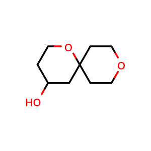 Chemical structure of 1,9-dioxaspiro[5.5]undecan-4-ol , CAS 1341961-33-8, AChemBlock S80932