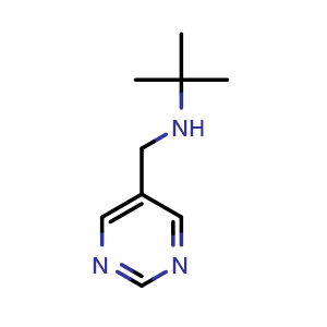 Chemical structure of tert-butyl[(pyrimidin-5-yl)methyl]amine , CAS 1341866-97-4, AChemBlock S80935