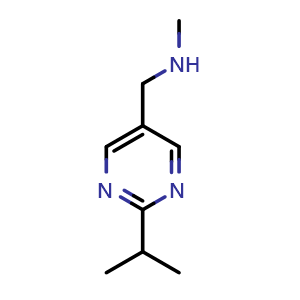 Chemical structure of methyl({[2-(propan-2-yl)pyrimidin-5-yl]methyl})amine , CAS 1341799-64-1, AChemBlock S80937