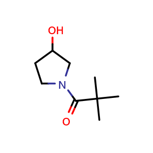 Chemical structure of 1-(3-hydroxypyrrolidin-1-yl)-2,2-dimethylpropan-1-one , CAS 1341342-33-3, AChemBlock S80949