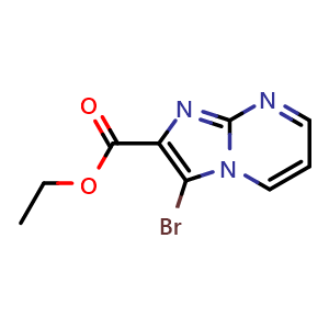 Chemical structure of ethyl 3-bromoimidazo[1,2-a]pyrimidine-2-carboxylate , CAS 134044-63-6, AChemBlock S80959