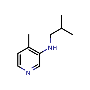 Chemical structure of 4-Methyl-N-(2-methylpropyl)pyridin-3-amine , CAS 1339436-54-2, AChemBlock S80977