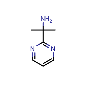Chemical structure of 2-(pyrimidin-2-yl)propan-2-amine , CAS 1339236-24-6, AChemBlock S80979