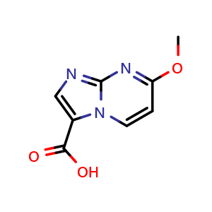Chemical structure of 7-methoxyimidazo[1,2-a]pyrimidine-3-carboxylic acid , CAS 1339175-96-0, AChemBlock S80982