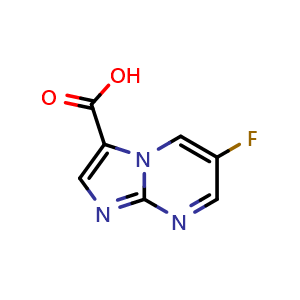 Chemical structure of 6-fluoroimidazo[1,2-a]pyrimidine-3-carboxylic acid , CAS 1339175-93-7, AChemBlock S80983