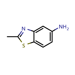 Chemical structure of 2-methyl-1,3-benzothiazol-5-amine , CAS 13382-43-9, AChemBlock S80996