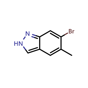 Chemical structure of 6-bromo-5-methyl-2H-indazole , CAS 1337530-20-7, AChemBlock S81011