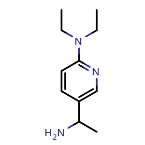Chemical structure of 5-(1-aminoethyl)-N,N-diethyl-pyridin-2-amine , CAS 1337180-70-7, AChemBlock S81013