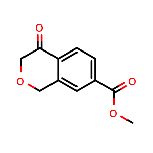 Chemical structure of methyl 4-oxo-3,4-dihydro-1H-2-benzopyran-7-carboxylate , CAS 1336950-98-1, AChemBlock S81016