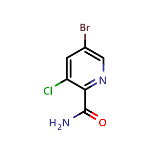 Chemical structure of 5-bromo-3-chloro-pyridine-2-carboxamide , CAS 1335057-63-0, AChemBlock S81032