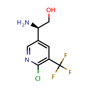 Chemical structure of (2R)-2-amino-2-[6-chloro-5-(trifluoromethyl)pyridin-3-yl]ethan-1-ol , CAS 1334781-06-4, AChemBlock S81037