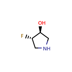 Chemical structure of trans-4-fluoropyrrolidin-3-ol , CAS 1334320-82-9, AChemBlock S81053