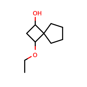 Chemical structure of 3-ethoxyspiro[3.4]octan-1-ol , CAS 1334149-61-9, AChemBlock S81055