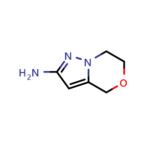 Chemical structure of 4H,6H,7H-pyrazolo[3,2-c][1,4]oxazin-2-amine , CAS 1333508-93-2, AChemBlock S81066