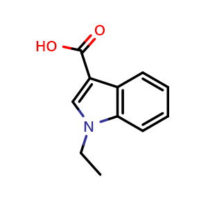 Chemical structure of 1-ethyl-1H-indole-3-carboxylic acid , CAS 132797-91-2, AChemBlock S81086