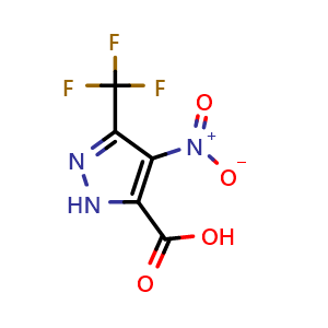 Chemical structure of 4-Nitro-5-trifluoromethyl-2H-pyrazole-3-carboxylic acid , CAS 1322805-15-1, AChemBlock S81095