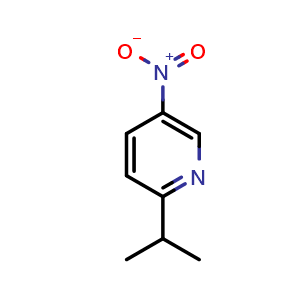 Chemical structure of 2-isopropyl-5-nitro-pyridine , CAS 131941-21-4, AChemBlock S81111
