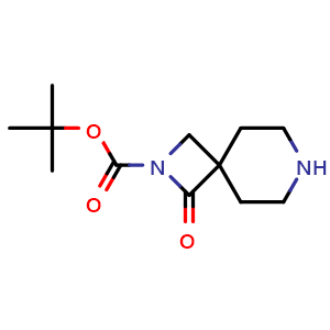 Chemical structure of tert-butyl 3-oxo-2,7-diazaspiro[3.5]nonane-2-carboxylate , CAS 1316753-17-9, AChemBlock S81123
