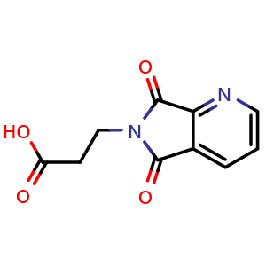 Chemical structure of 3-{5,7-dioxo-5H,6H,7H-pyrrolo[3,4-b]pyridin-6-yl}propanoic acid , CAS 131570-34-8, AChemBlock S81128