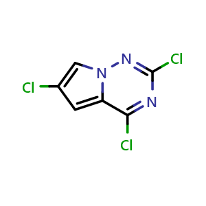 Chemical structure of 2,4,6-trichloropyrrolo[2,1-f][1,2,4]triazine , CAS 1315593-59-9, AChemBlock S81130